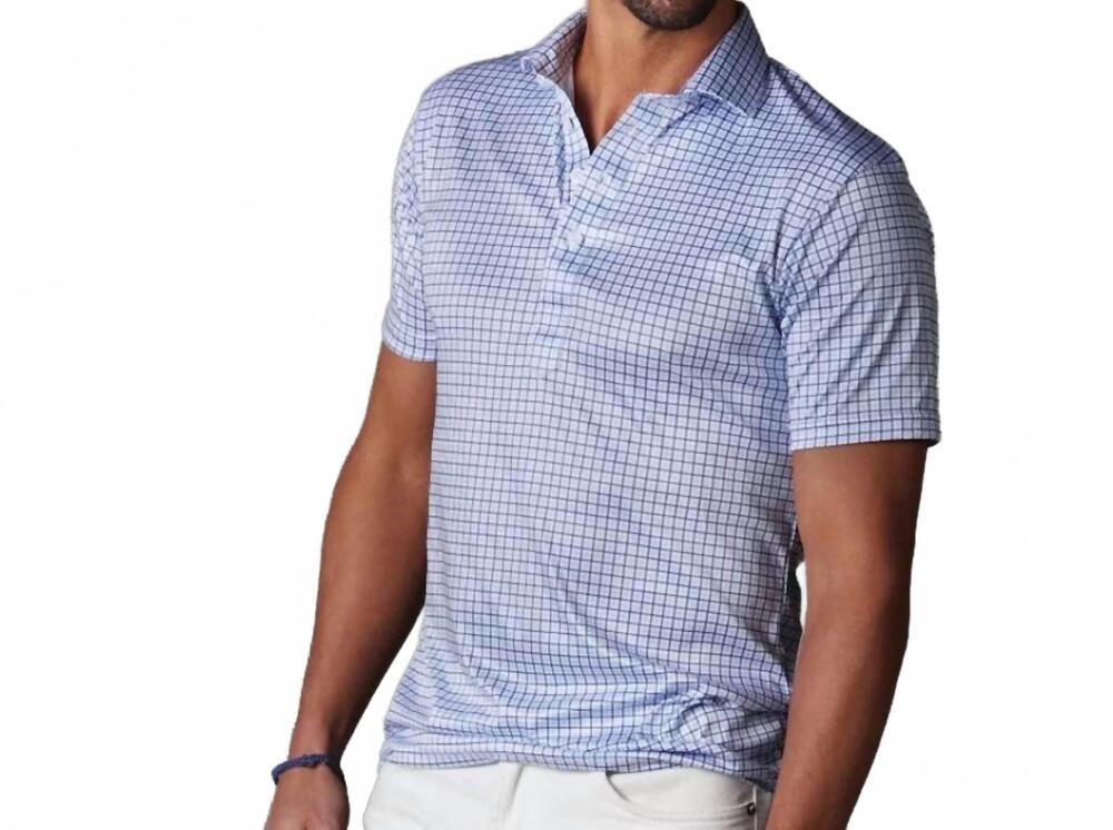 NEW COLLARS & CO. semi spread collar polo in blue